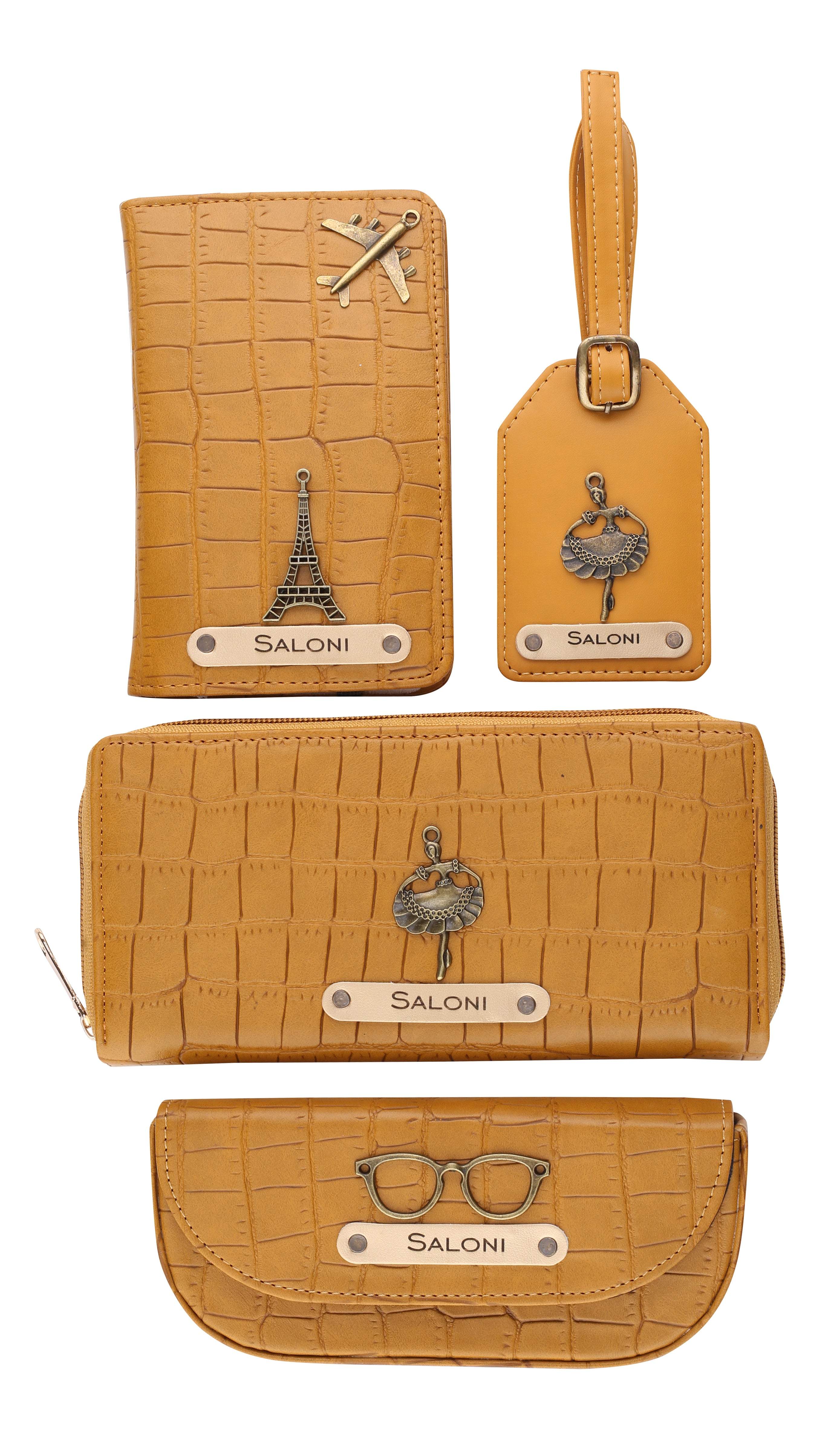 Personalized Self-Textured Womens Giftset (Yellow)