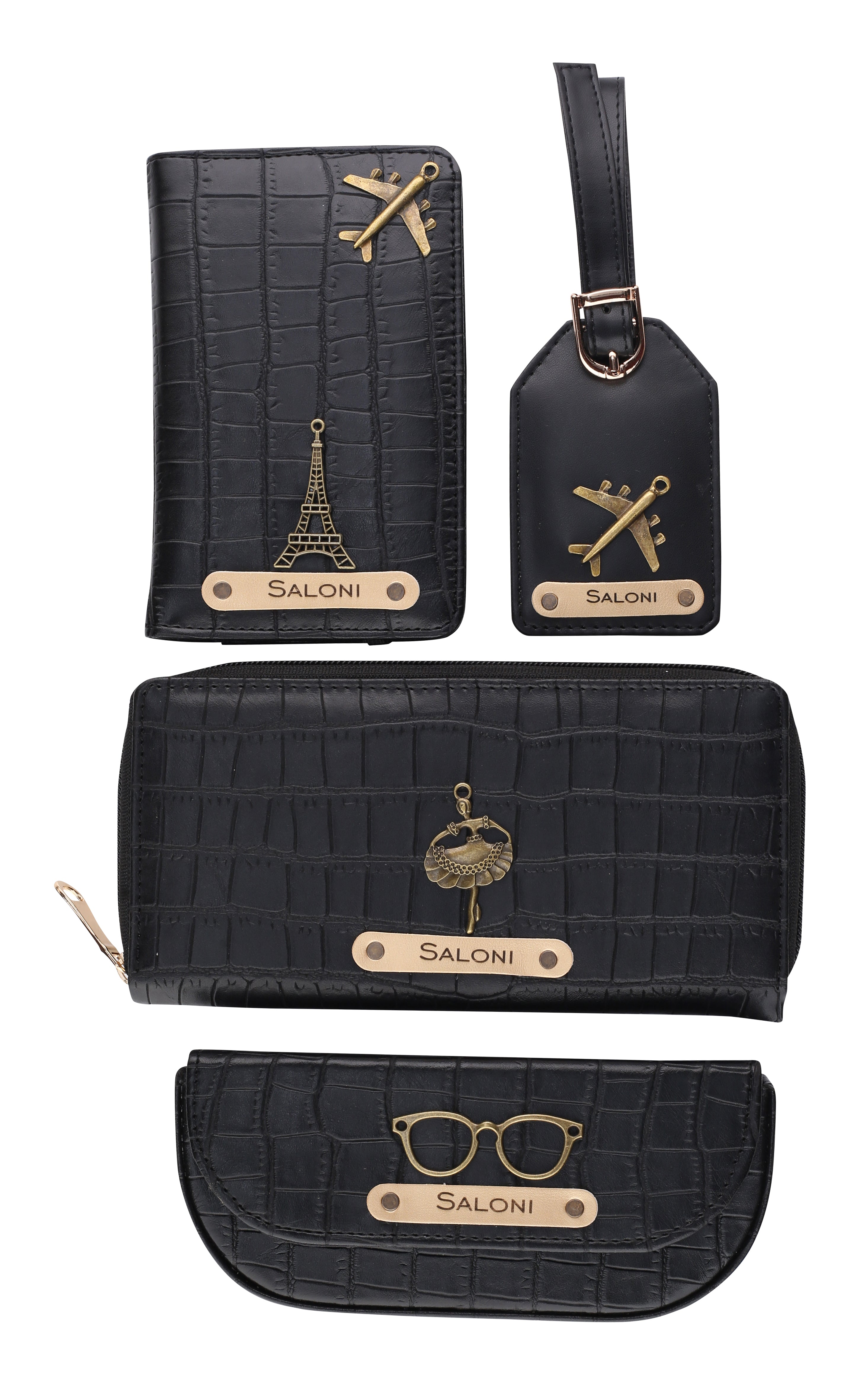 Personalized Self-Textured Womens Giftset (Black)