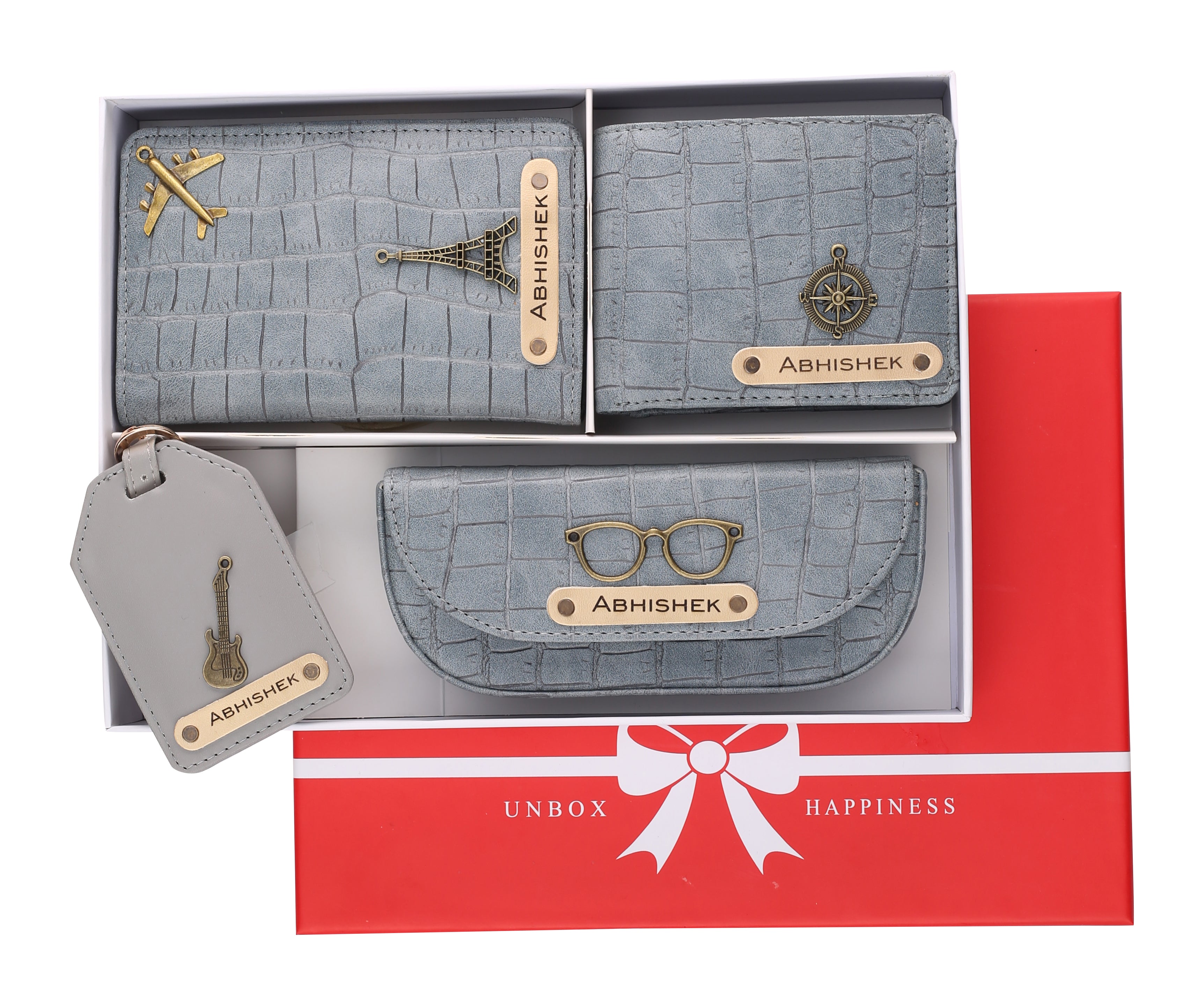 Personalized Self-Textured Mens GiftSet (Darkgrey)