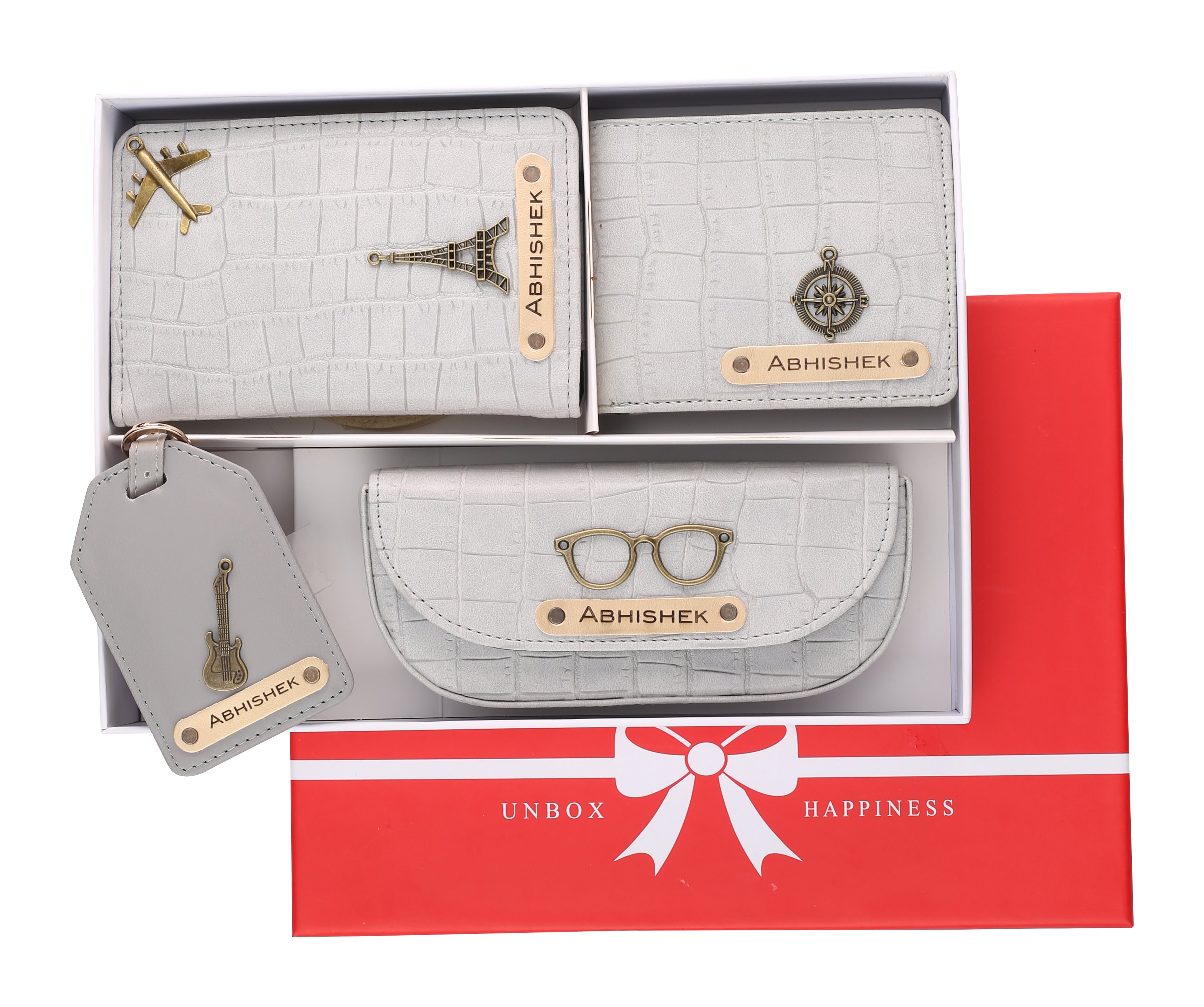 Personalized Self-Textured Mens GiftSet (BabyGrey)