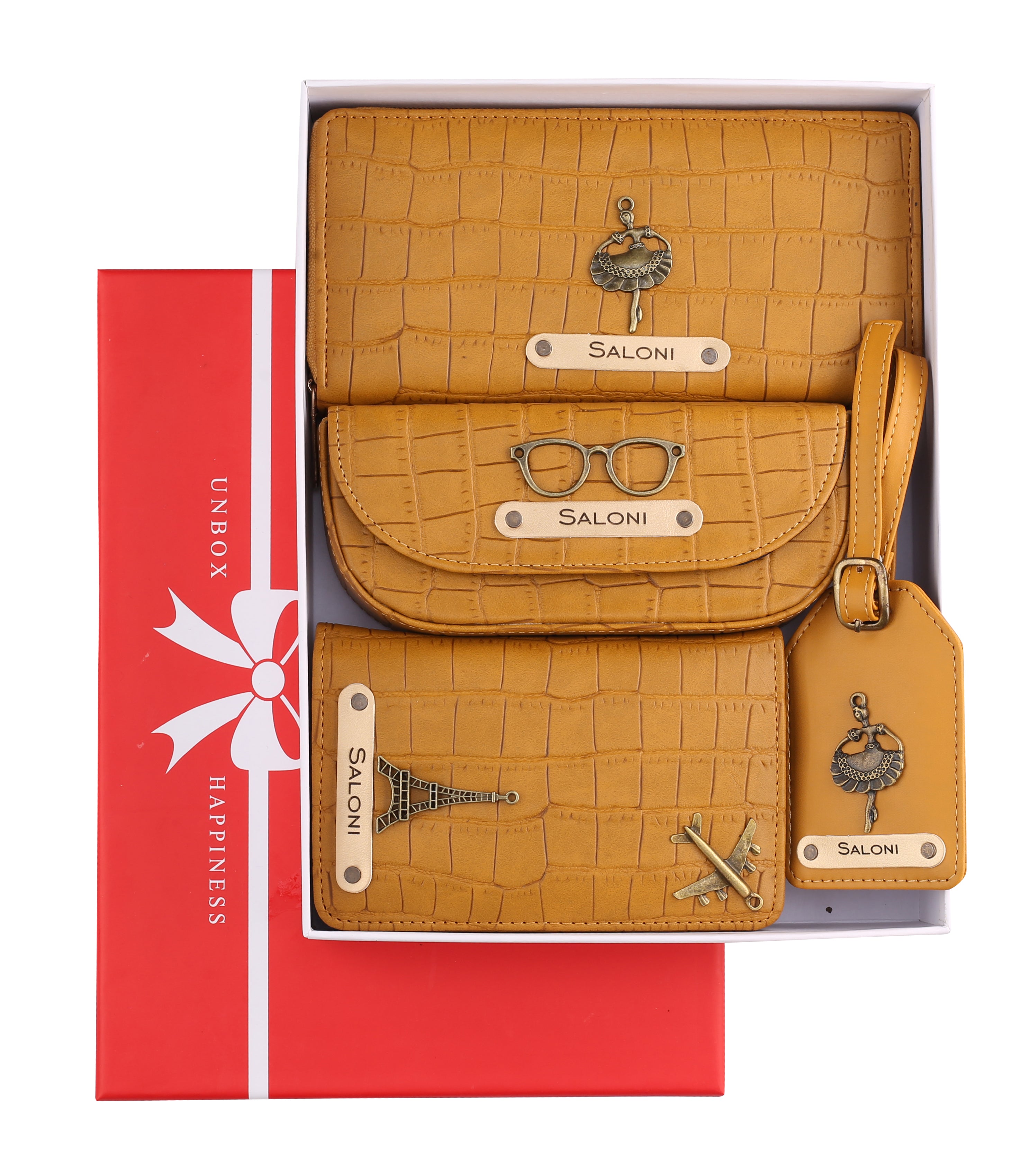 Personalized Self-Textured Womens Giftset (Yellow)