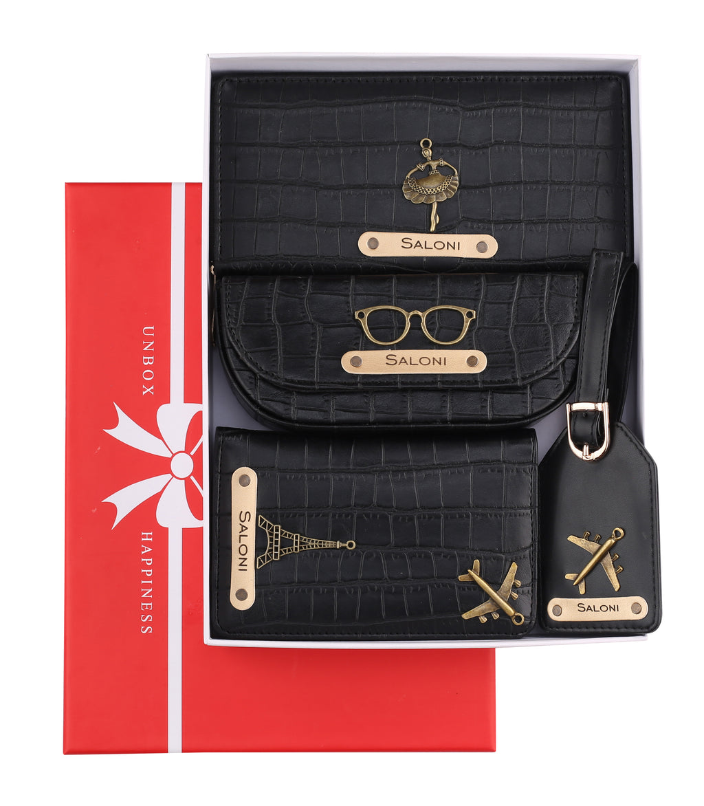 Personalized Self-Textured Womens Giftset (Black)