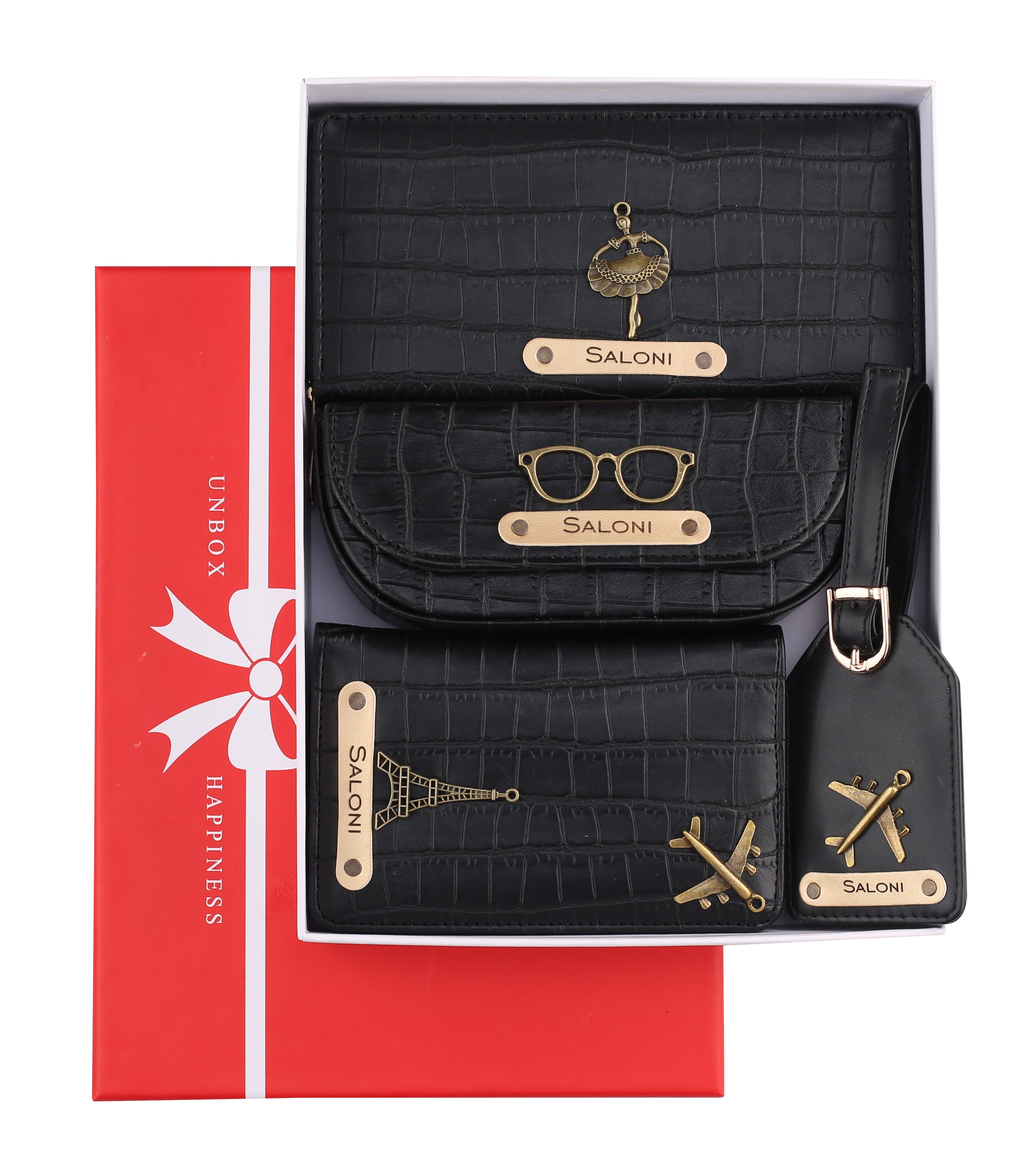 Personalized Self-Textured Womens Giftset (Black)