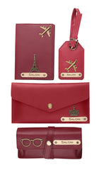 AICA Personalised Name & Charm Womens Leather Wallet Gift Set (Wine)