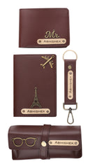 AICA Personalized Name & Charm Leather Wallet Men’s Combo Giftset (Darkbrown)