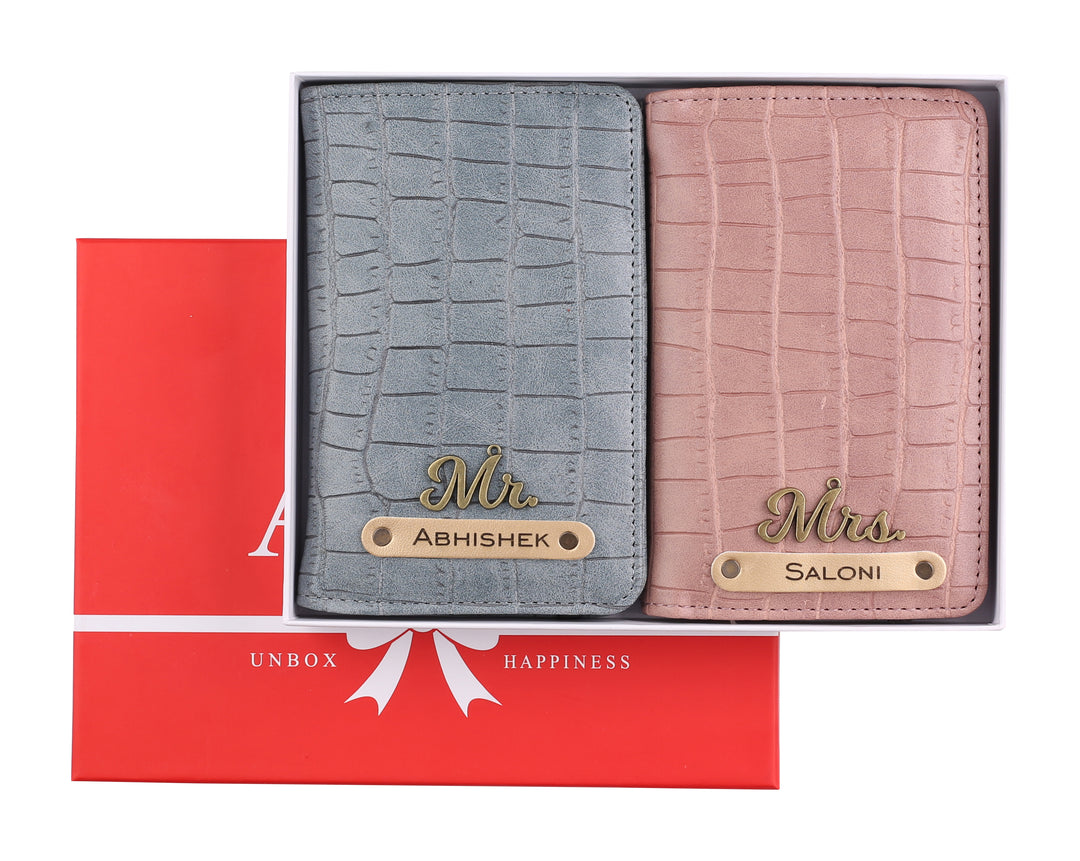 Personalised Self Texture Couple Passport Covers - Multi Colors