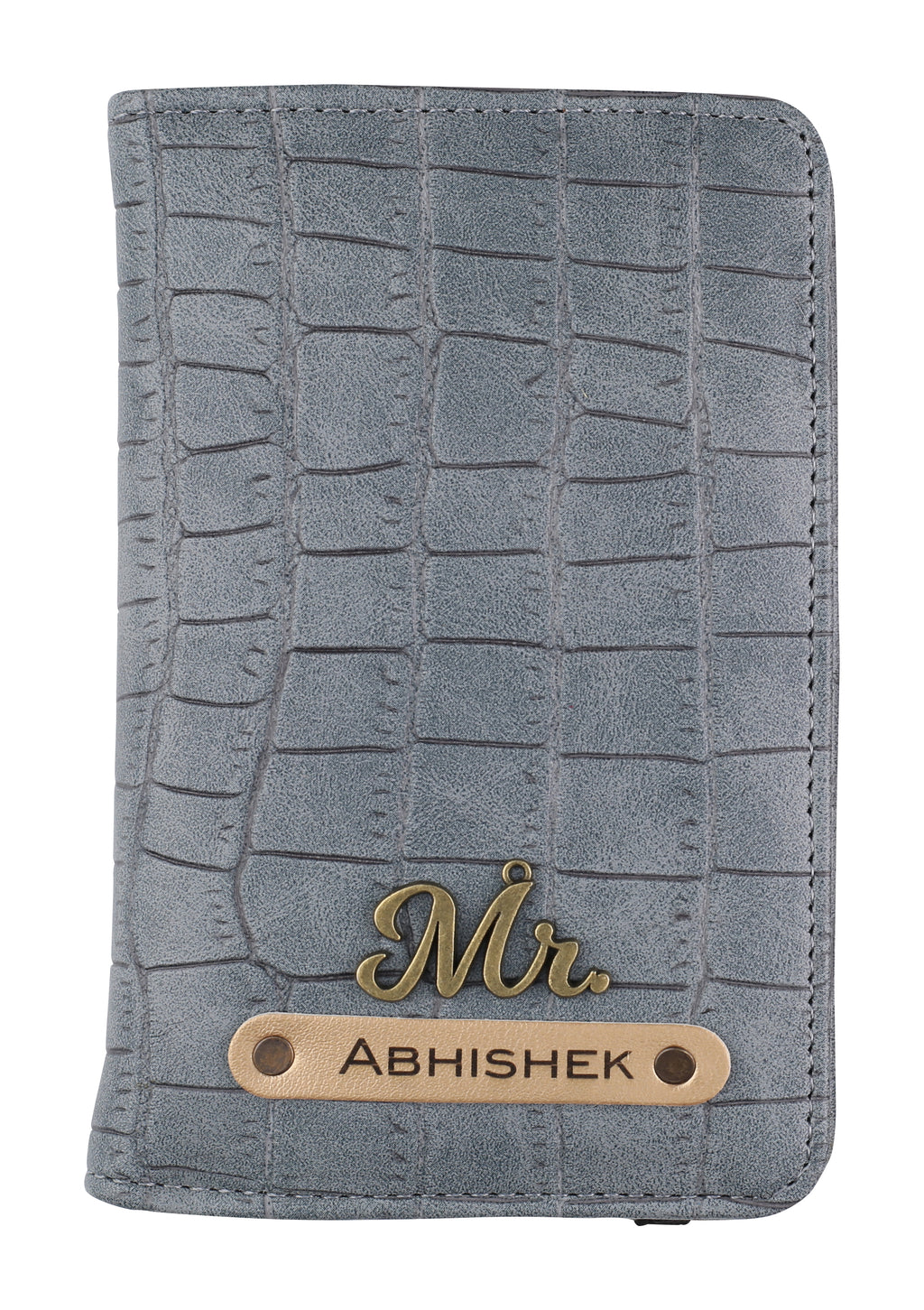 Personalized Self –Textured Passport Cover (DarkGrey)