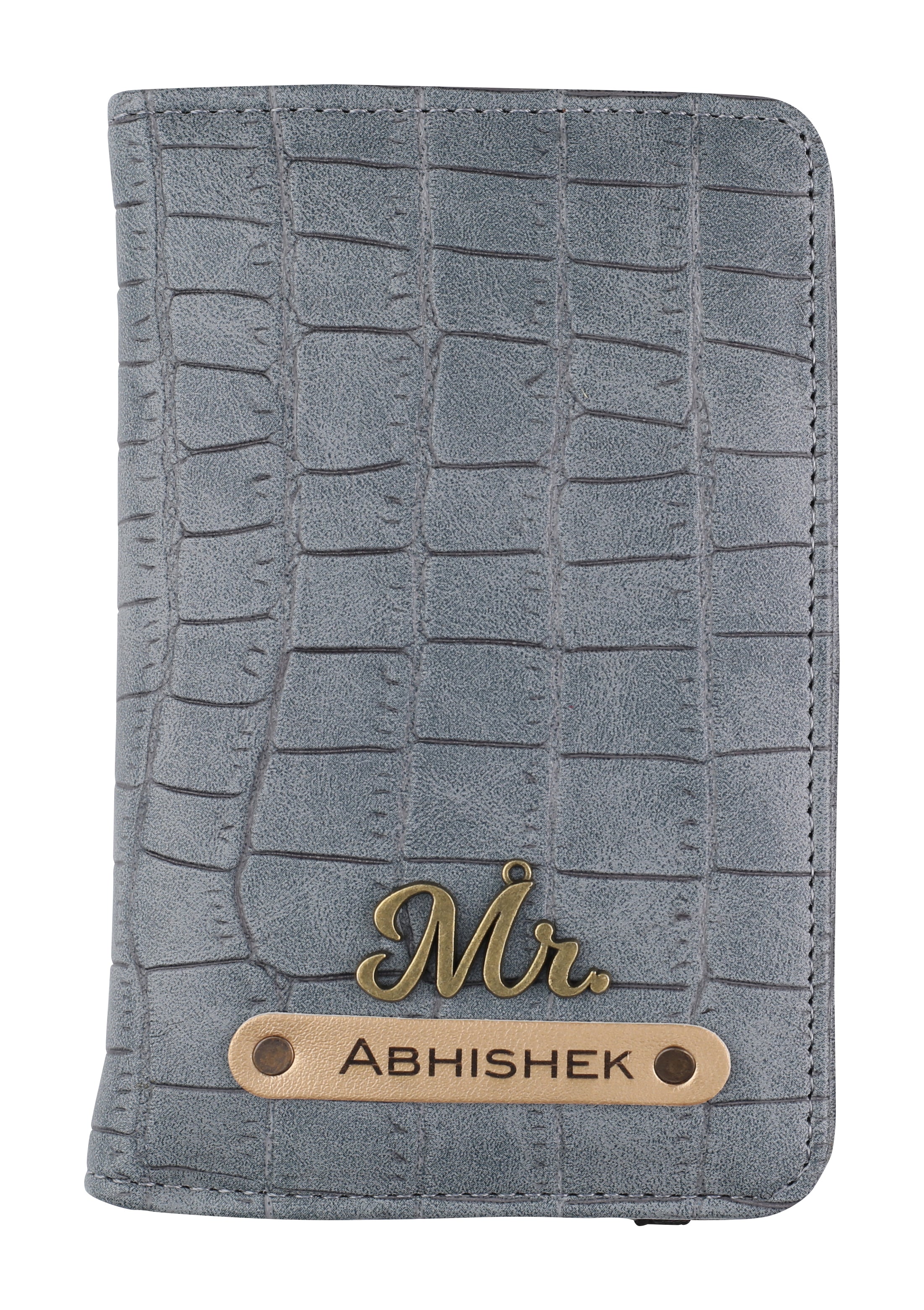 Personalized Self –Textured Passport Cover (DarkGrey)
