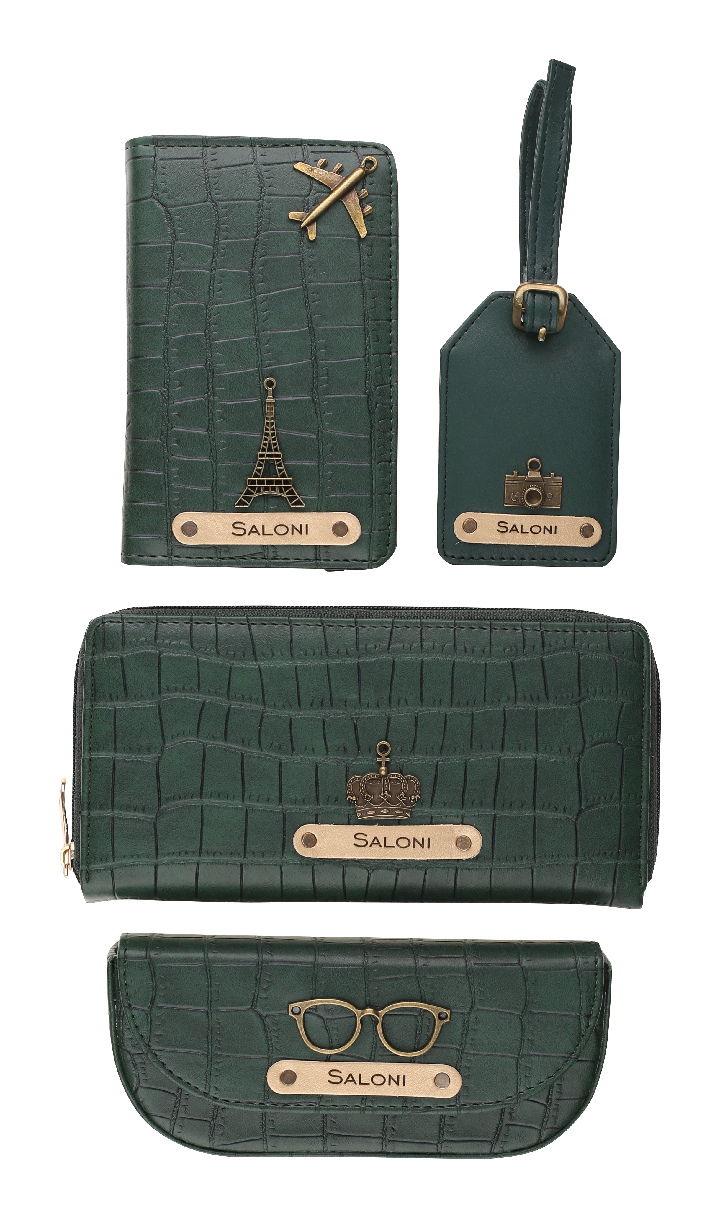 Personalized Self-Textured Womens GiftSet (DarkGreen)