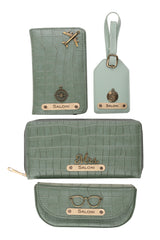 AICA Personalized Name & Charm Self- Leather Wallet Gift Set for Women (MintGreen)