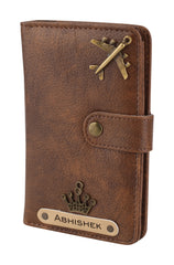 AICA Personalised Name & Charm Leather Passport Cover Holder for Men & Women (Brown)