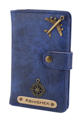 AICA Personalised Name & Charm Leather Passport Cover Holder for Men & Women (RoyalBlue)