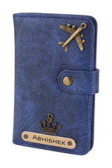 AICA Personalised Name & Charm Leather Passport Cover Holder for Men & Women (RoyalBlue)