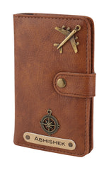 AICA Personalised Name & Charm Leather Passport Cover (Tanbrown)