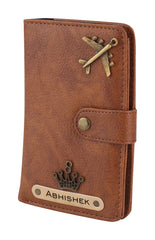 AICA Personalised Name & Charm Leather Passport Cover (Tanbrown)