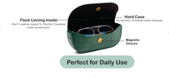 AICA Personalized Name & Charm Sunglasses Case for Men & Women (DarkGreen)