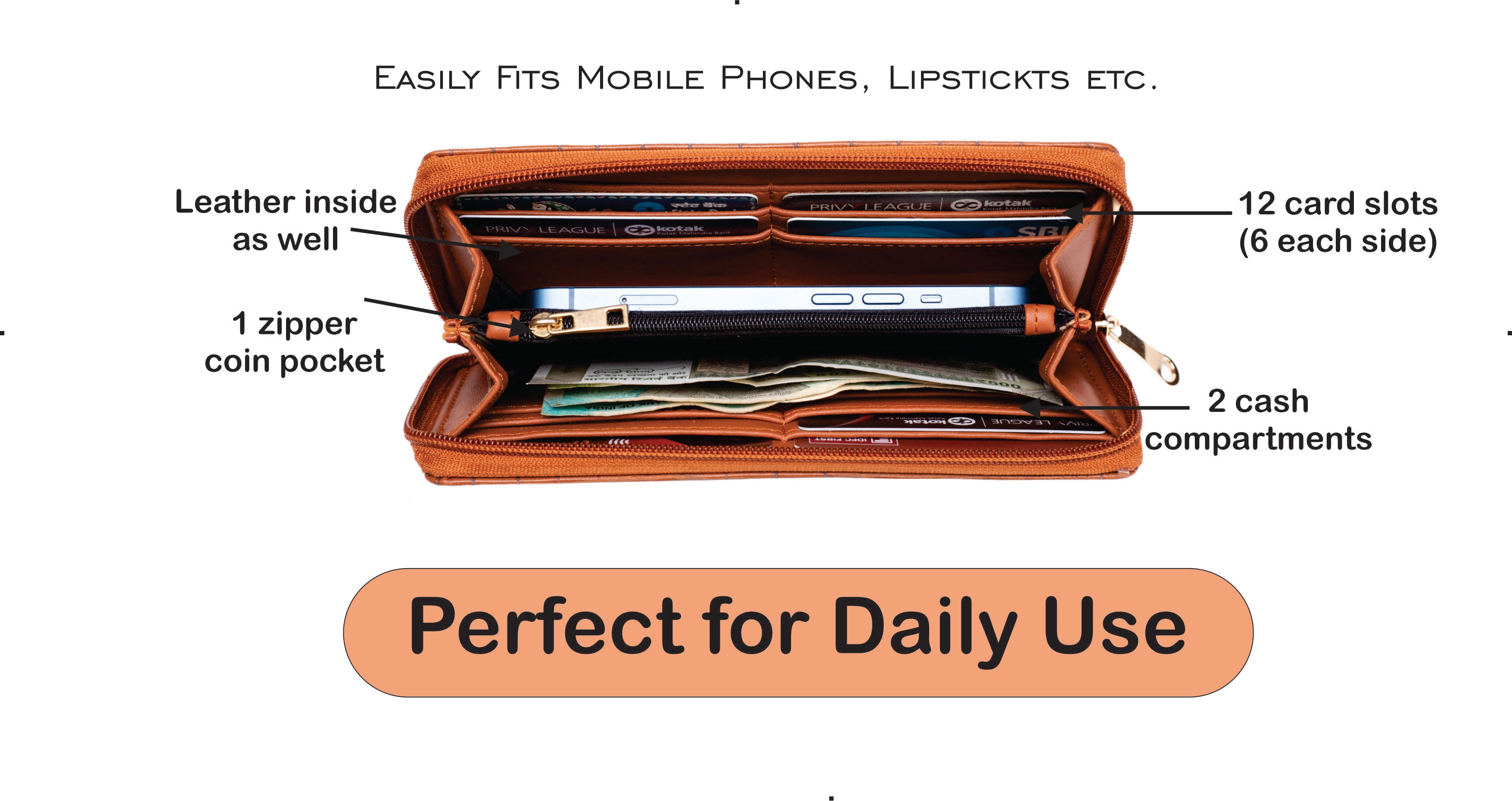 Personalized Self -Textured Womens Wallet- TanBrown