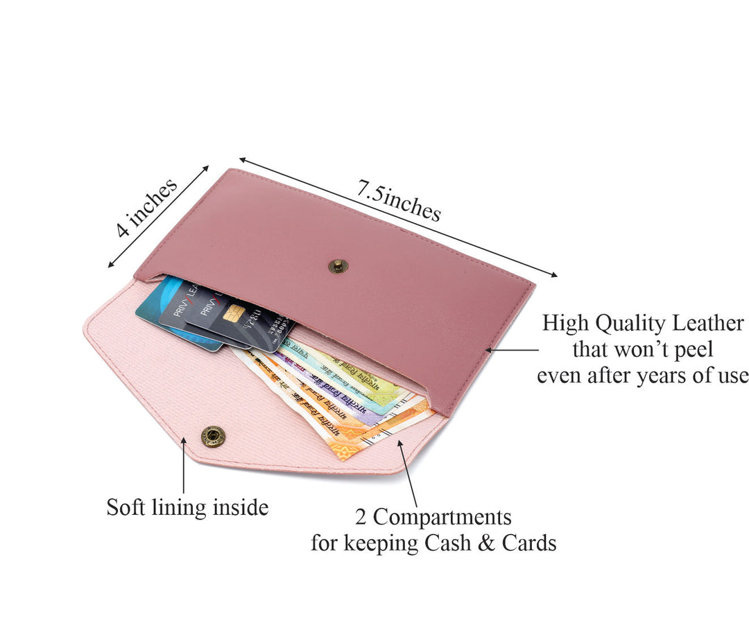 AICA Personalised Name & Charm Leather Wallet Gift for Women (Nude Pink)