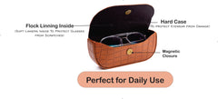 AICA Personalized Name & Charm Sunglasses Case for Men & Women (TanBrown)