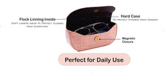 AICA Personalized Name & Charm Sunglasses Case for Men & Women (NudePink)