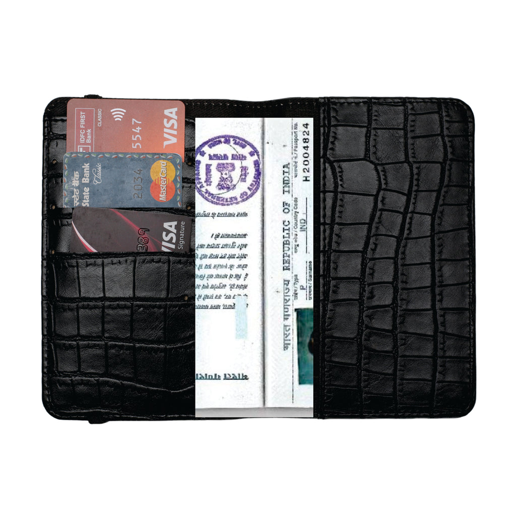 Personalized Self –Textured Passport Cover (Black)