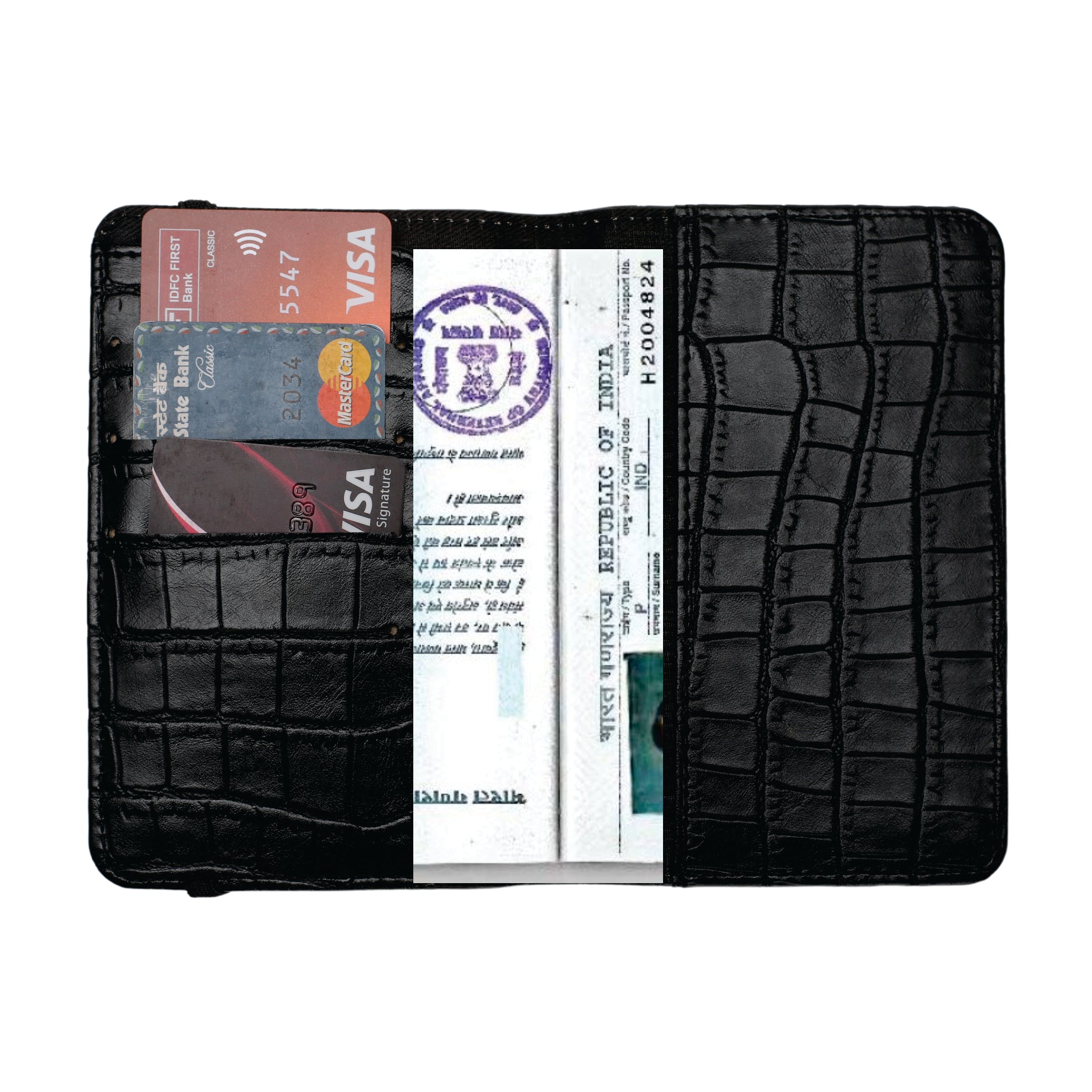 Personalized Self –Textured Passport Cover (Black)