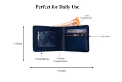 AICA Personalized Name & Charm Leather Wallet for Men (NavyBlue)