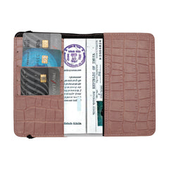 AICA Personalized Name & Charm Self –Textured Leather Passport Cover (NudePink)