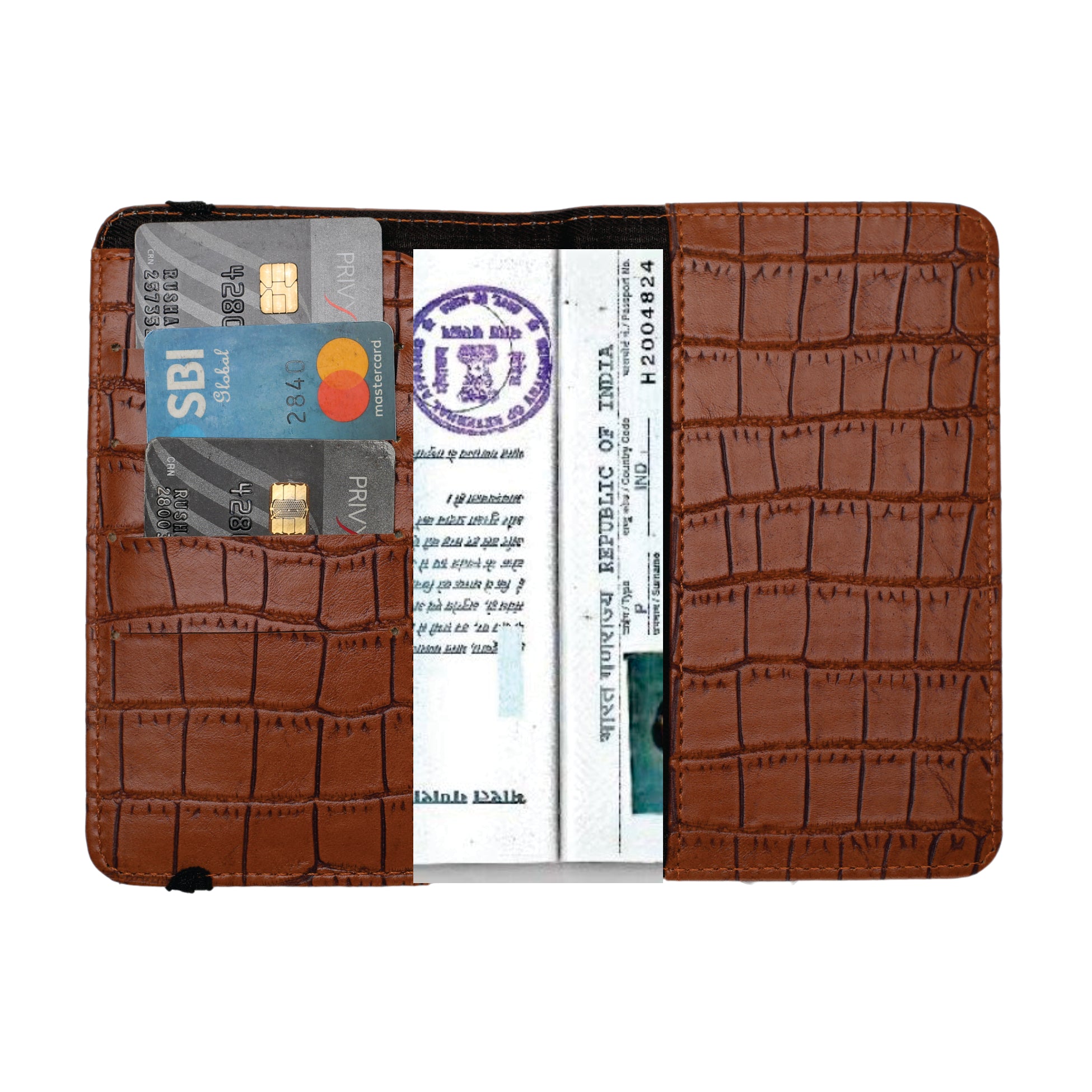 Personalized Self –Textured Passport Cover (TanBrown)