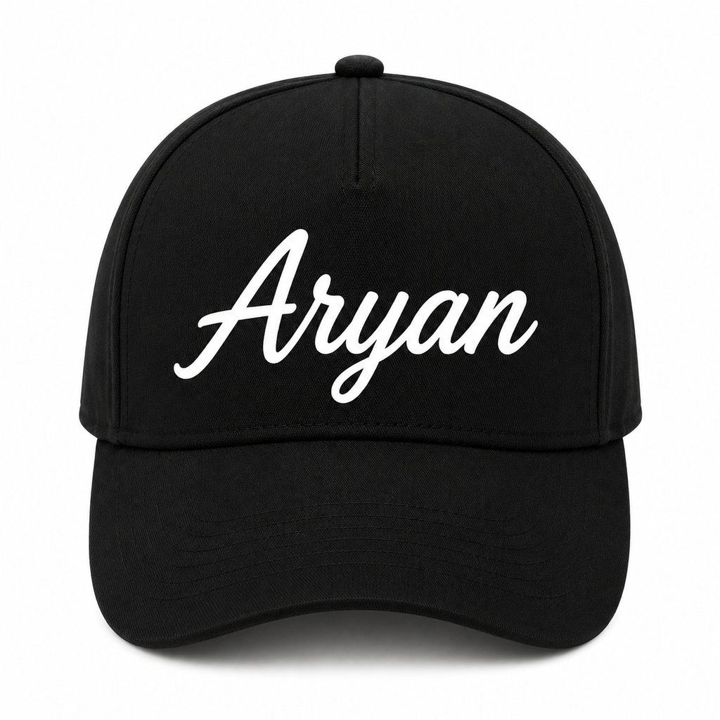 AICA Personalised Name Flex Cap for Kids | Free Size | Gifts for Kids (Black)