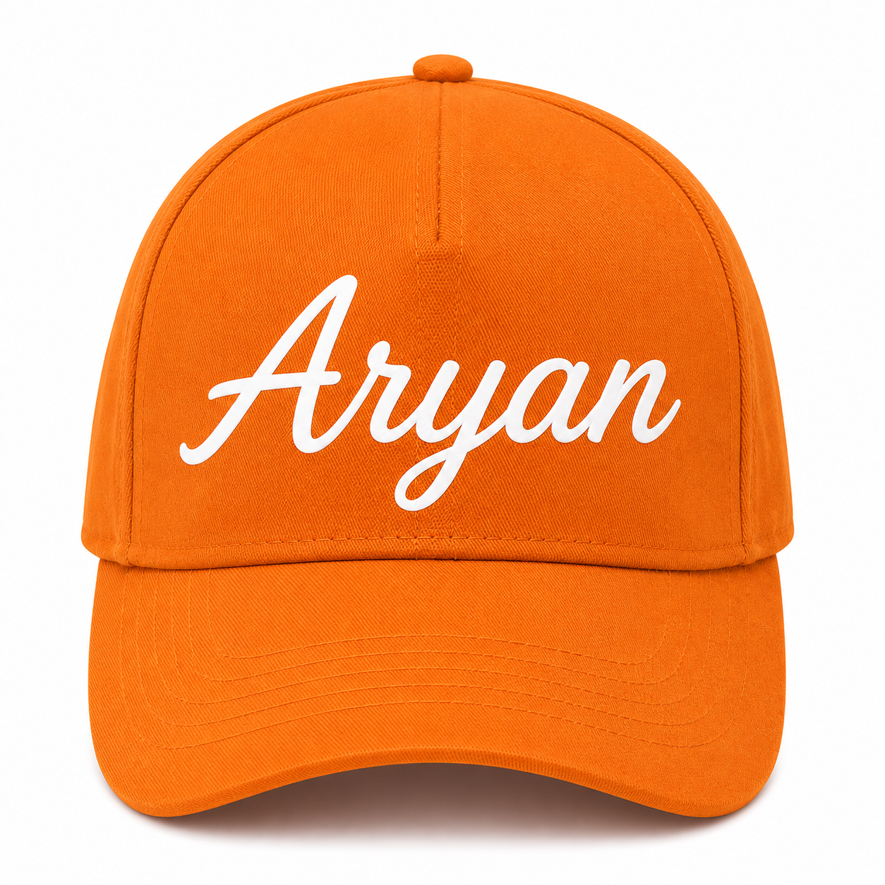 AICA Personalised Name Flex Cap for Kids | Free Size | Gifts for Kids (Orange)