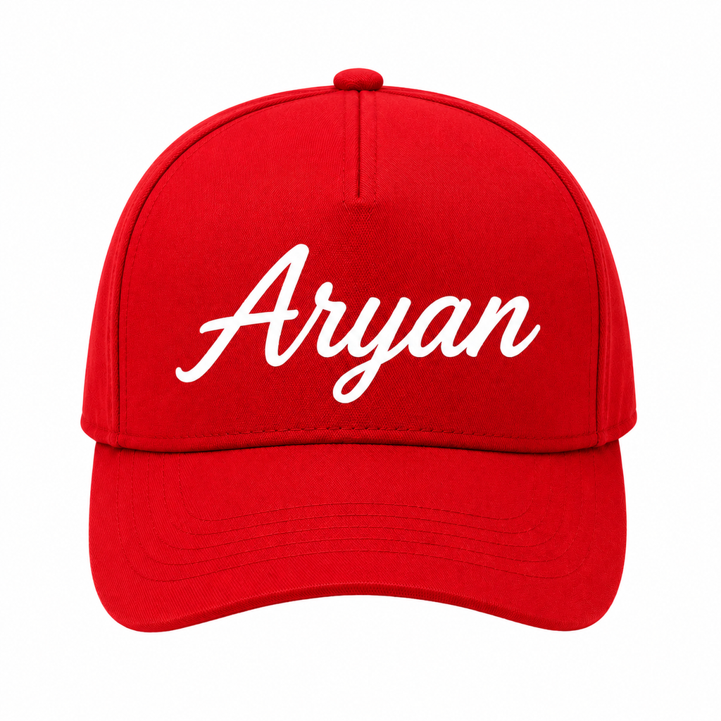 AICA Personalised Name Flex Cap for Kids | Free Size | Gifts for Kids (Red)