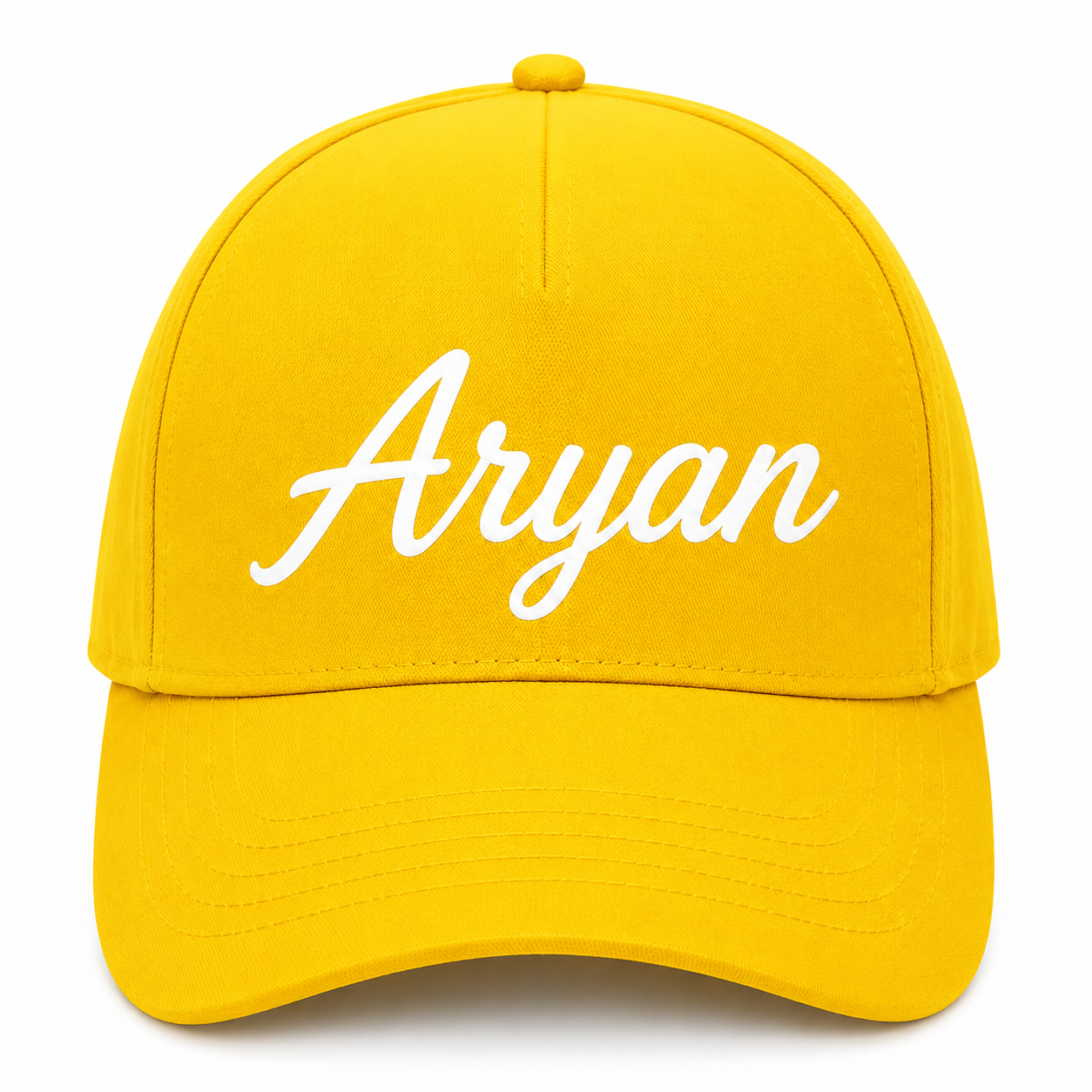AICA Personalised Name Flex Cap for Kids | Free Size | Gifts for Kids (Yellow)