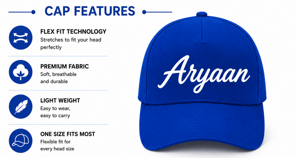 AICA Personalised Name Flex Cap for Kids | Free Size | Gifts for Kids (Purple)