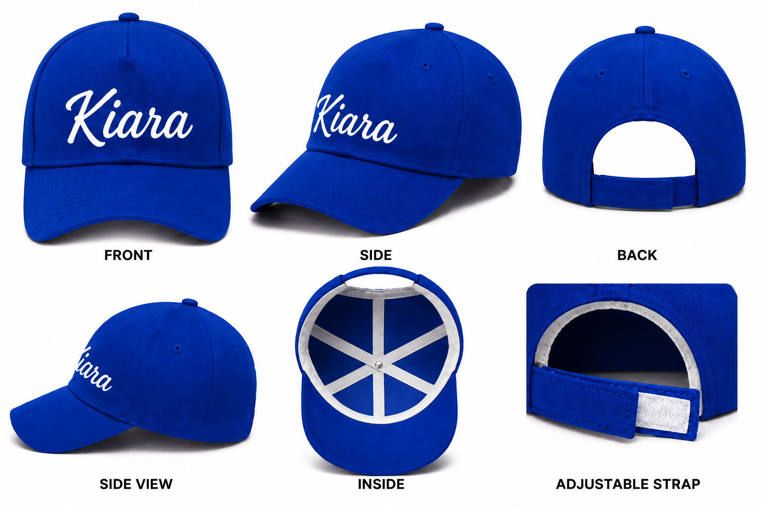 AICA Personalised Name Flex Cap for Kids | Free Size | Gifts for Kids (RoyalBlue)