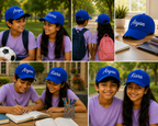 AICA Personalised Name Flex Cap for Kids | Free Size | Gifts for Kids (RoyalBlue)