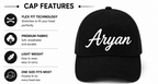 AICA Personalised Name Flex Cap for Kids | Free Size | Gifts for Kids (Black)