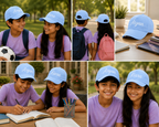AICA Personalised Name Flex Cap for Kids | Free Size | Gifts for Kids (BabyBlue)