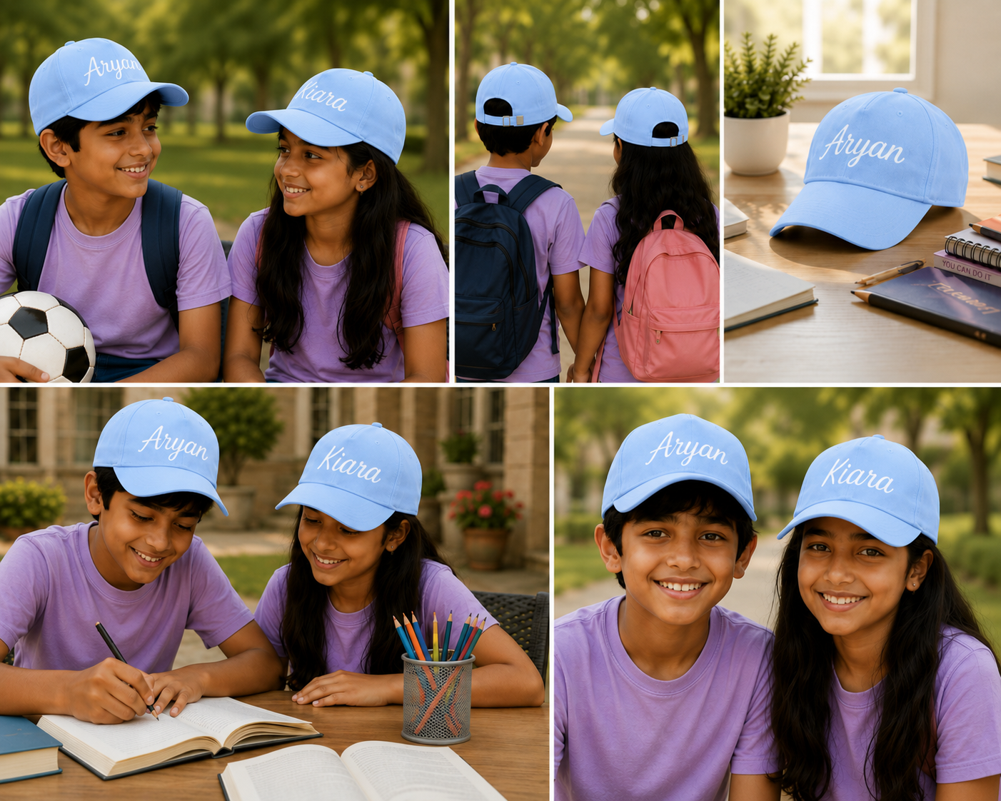 AICA Personalised Name Flex Cap for Kids | Free Size | Gifts for Kids (BabyBlue)