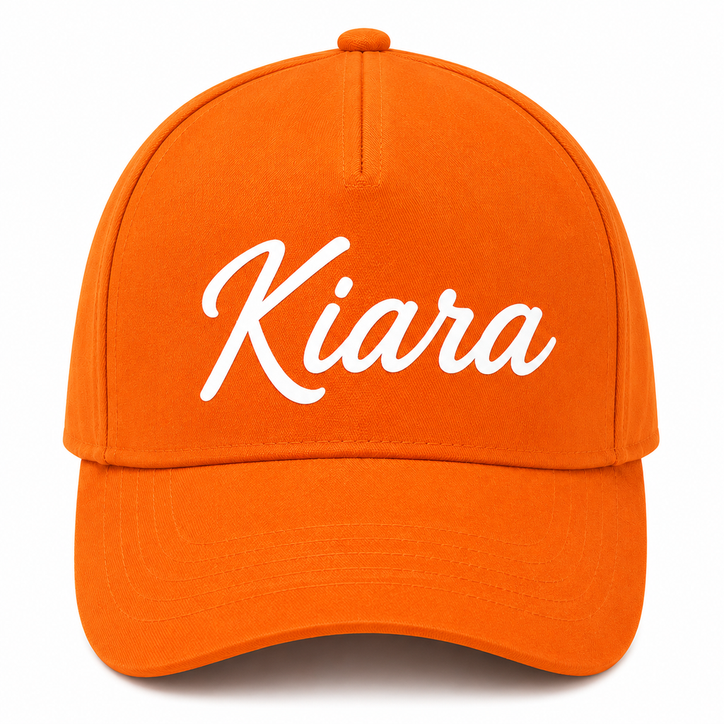 AICA Personalised Name Flex Cap for Kids | Free Size | Gifts for Kids (Orange)
