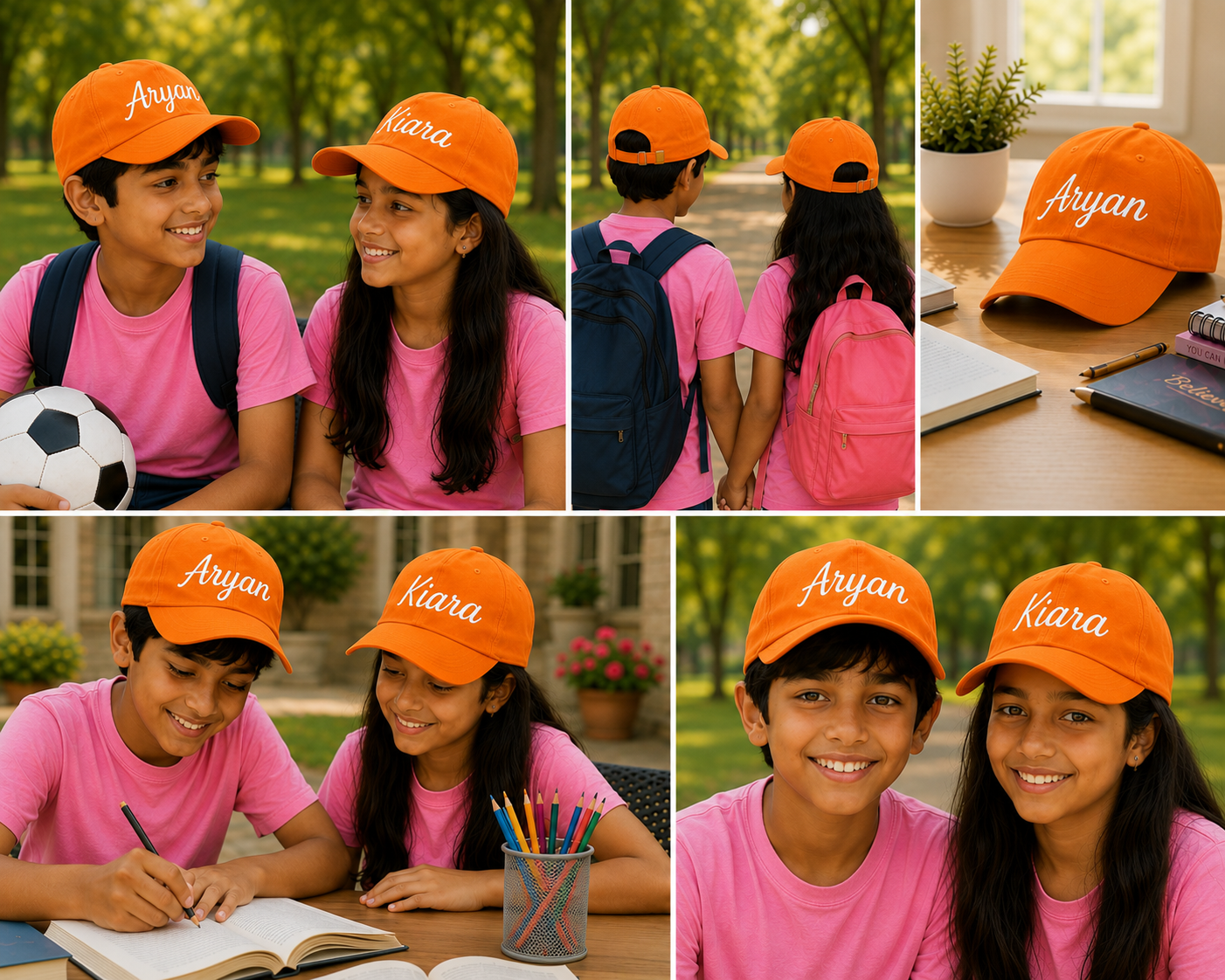 AICA Personalised Name Flex Cap for Kids | Free Size | Gifts for Kids (Orange)