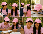AICA Personalised Name Flex Cap for Kids | Free Size | Gifts for Kids (Pink)