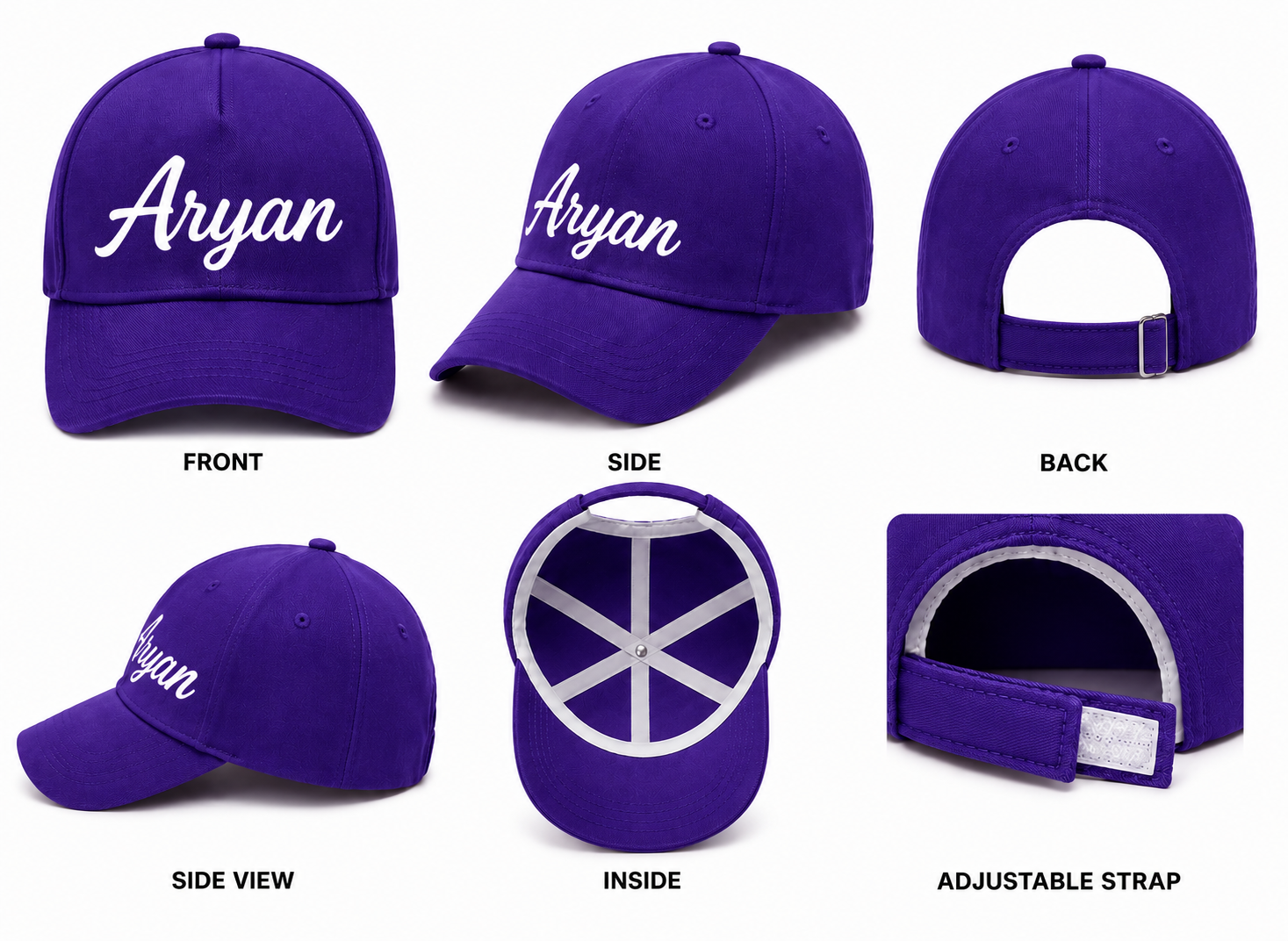 AICA Personalised Name Flex Cap for Kids | Free Size | Gifts for Kids (Purple)