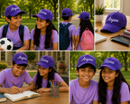 AICA Personalised Name Flex Cap for Kids | Free Size | Gifts for Kids (Purple)