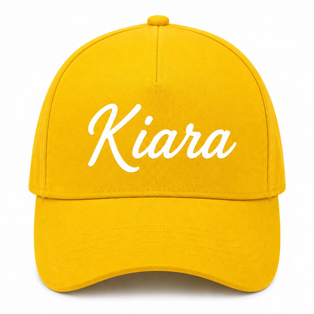 AICA Personalised Name Flex Cap for Kids | Free Size | Gifts for Kids (Yellow)