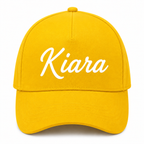 AICA Personalised Name Flex Cap for Kids | Free Size | Gifts for Kids (Yellow)
