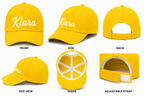 AICA Personalised Name Flex Cap for Kids | Free Size | Gifts for Kids (Yellow)