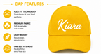 AICA Personalised Name Flex Cap for Kids | Free Size | Gifts for Kids (Yellow)