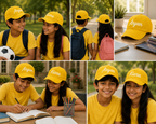 AICA Personalised Name Flex Cap for Kids | Free Size | Gifts for Kids (Yellow)
