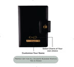 AICA Personalized Name & Charm Leather Notebook Diary -A5 Size, 200 Ruled Pages (Black)|Customized Christmas Secret Santa Daily Journal Diaries Diary Gifts for Men Women Friends Family Office Staff